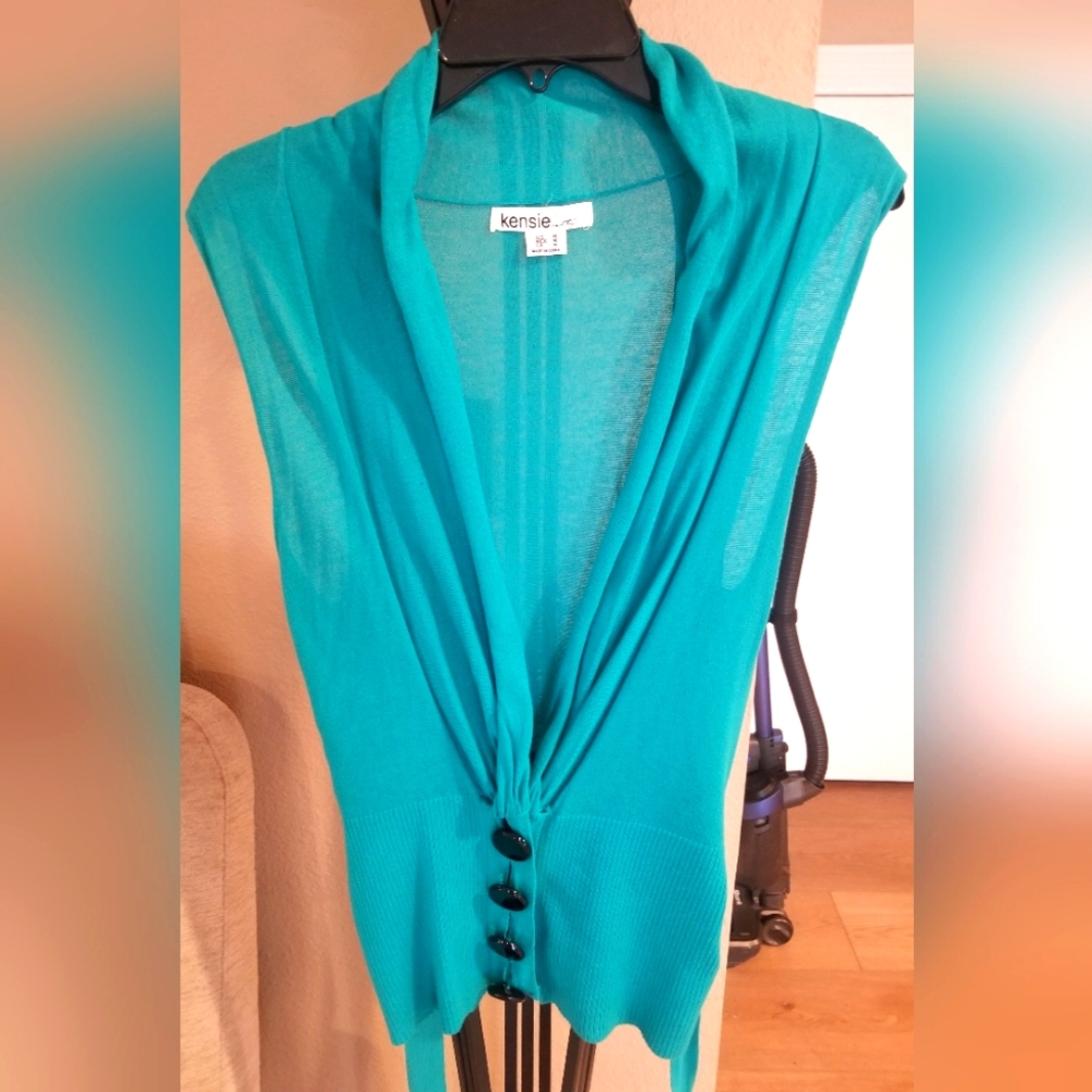 Kensie Teal Sleeveless Cardigan New Never Worn